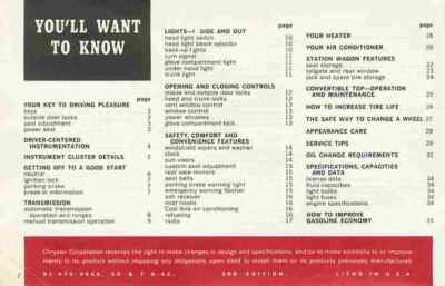 A4 Druck 1963 Plymouth Fury Handbuch 02 1