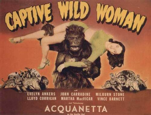 CAPTIVE WILD WOMAN Movie POSTER 30x40 John Carradine Milburn Stone Evelyn Ankers - Picture 1 of 1