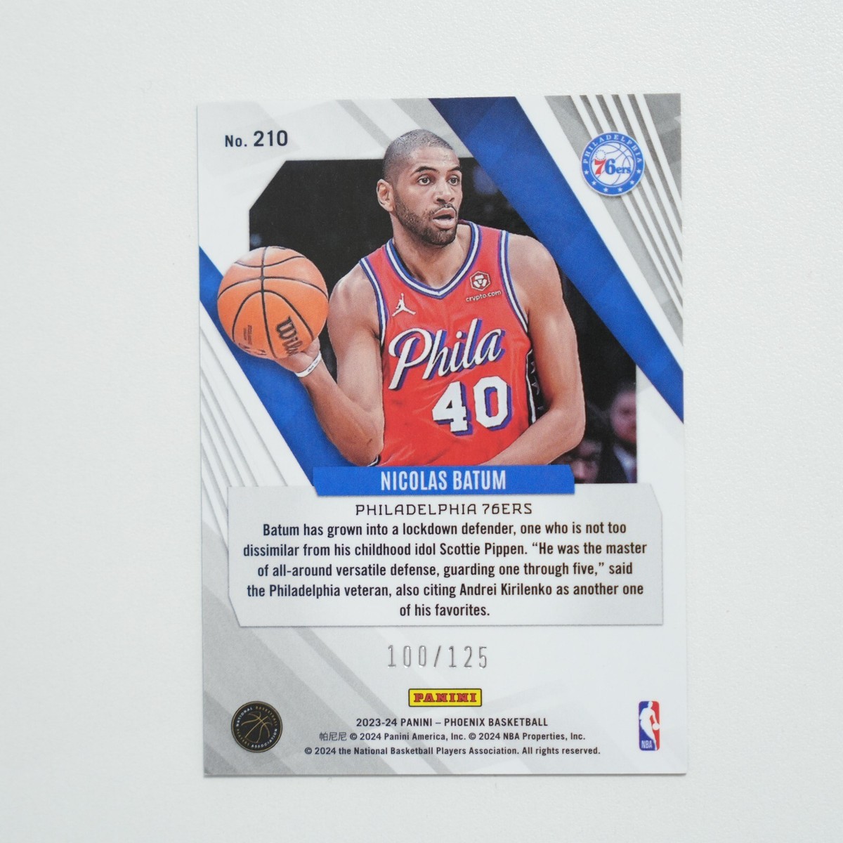 2023-24 Panini Phoenix Sliver Raywave /125 Nicolas Batum #210