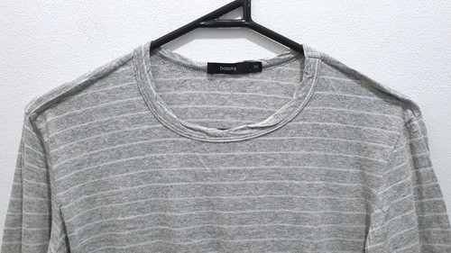 Bassike Grey Stripe Heritage French Seam L/S TShirt Top XS 6 8 10 RRP150 NEW - Picture 2 of 7