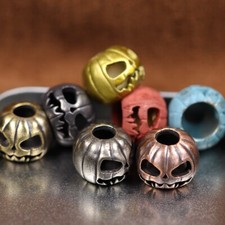 6Nos EDC Paracord Knife Beads Halloween Pumpkin Skull Brass Lanyard DIY Pendants