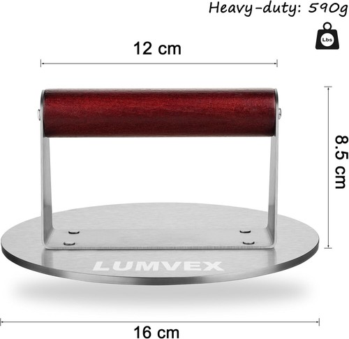 Stainless Steel Burger Press 6.3In Burger Smasher for Griddle Thicken Hamburger - Picture 5 of 7
