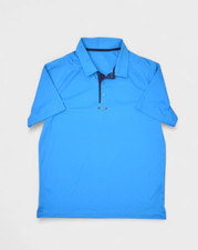Oakley Shirt Mens L Blue Polo Performance Sport Golf Tennis Hydrolix Center Logo