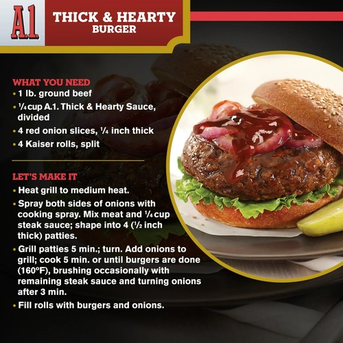 A 1 Thick & Hearty Steak Sauce Flavor Steaks, Pork and Chicken - Picture 7 of 8