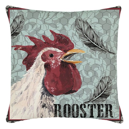 18" Vintage Rooster Pillow Covers Rustic Cow Pig Cock Sheep Donkey Cushion Case - Picture 10 of 29