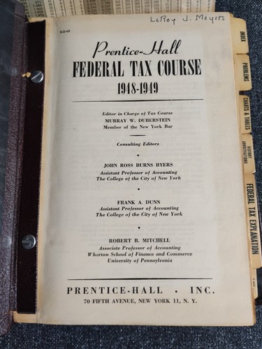 Federal Tax Course 1949 Prentice Hall Murray W. Duberstien Vintage - Imagen 5 de 8