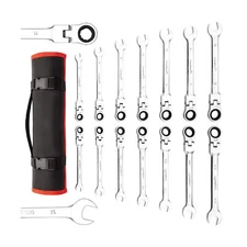 Towallmark 14-Piece Flex-Head Ratcheting Wrench Set, SAE/Metric Ratchet Wrenc...