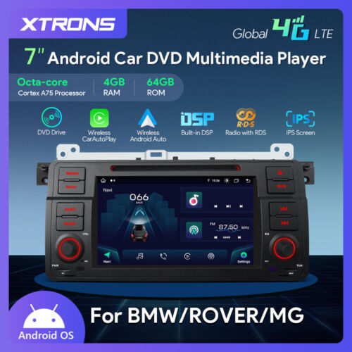 XTRONS 7" LTE 4G 8-Kern 64GB Android Auto Autoradio GPS Navi DSP DVD für BMW E46 - Bild 1 von 12