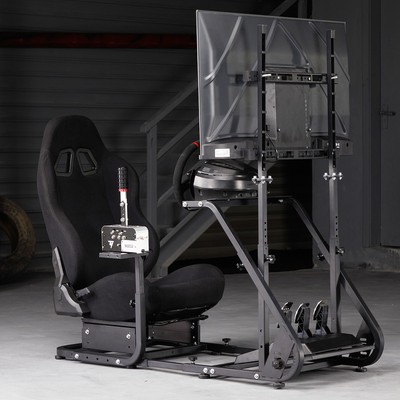 Hottoby Racing Sim Cockpit &TV Stand,Seat Fit Logitech G29 Thrustmaster Fanatec