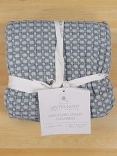 New! Set of 2 Levtex Home Mills Waffle Collection Euro Shams 26” X 26” Blue