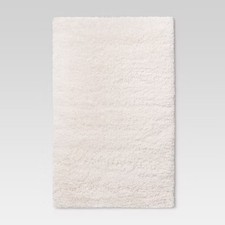 2'6"x3'10" Washable Plush Shag Accent Rug Cream - Room Essentials