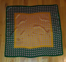 Green Mustard Gold Pink Paisley Boho 100 Silk Square Scarf 25"
