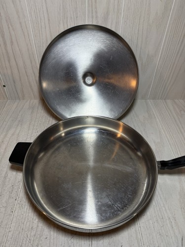 VTG FARBERWARE Aluminum Clad Stainless Steel 12" Frying Pan Skillet Dual Handle - Picture 5 of 7