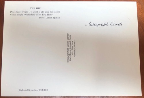 Vintage 1985 The Hit Pete Rose Breaks Cobb's Record Postcards Souvenir Collector - Picture 2 of 3