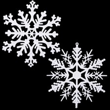 40 Pieces Plastic White Snowflakes Ornaments for Christmas Tree Decorations