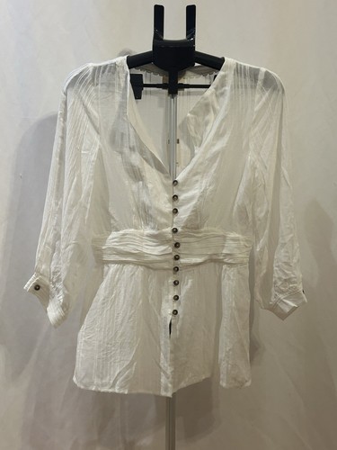 NWT Maeve by Anthropologie Womens Cream Button Down Blouse Size 8