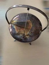 Vintage Cresent Silver Plate Swing Top Lined Ice Bucket Beautiful Patina Thermos