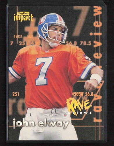 1997 SkyBox Impact Rave Reviews #2 John Elway Denver Broncos Near Mint or Better