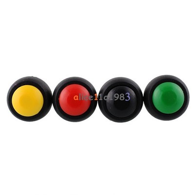 4Pcs Mini 12mm Waterproof   ON/OFF Push Button Round Switch Random color *cc