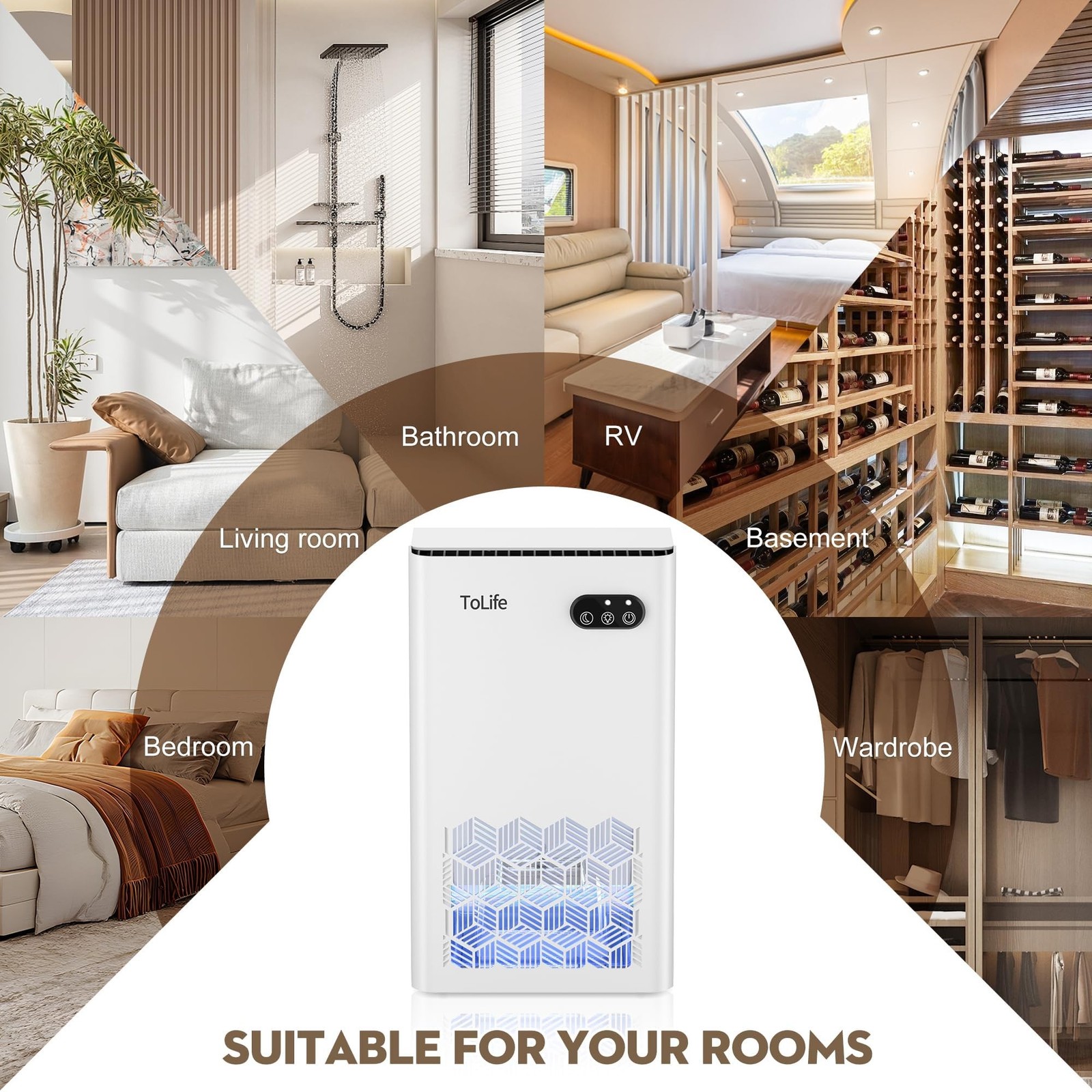 ToLife Dehumidifier for Home, 1000 sq.ft Dehumidifiers for Basement Bedroom B...