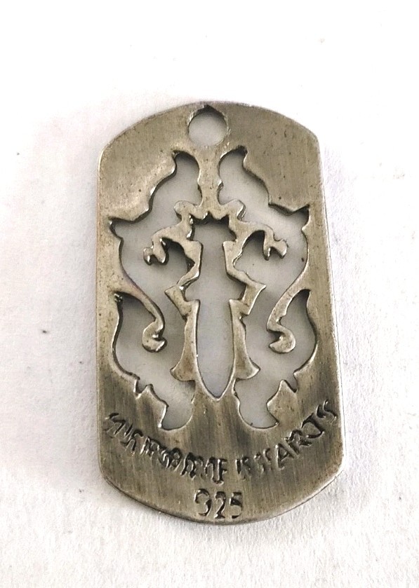 Vintage Chrome Hearts 925 Sterling Silver Dog Tag Necklace Pendant