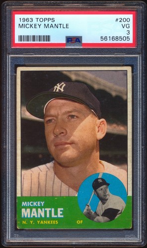 1963 Topps #200 Mickey Mantle PSA 3 CENTERED