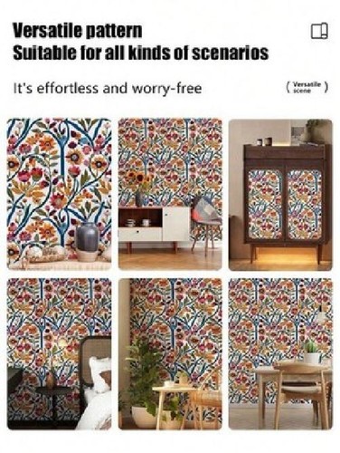 Mural de Pared Floral Colorido Autoadhesivo Pelar y Pegar Papel Pintado Decoración del Hogar - Imagen 11 de 11