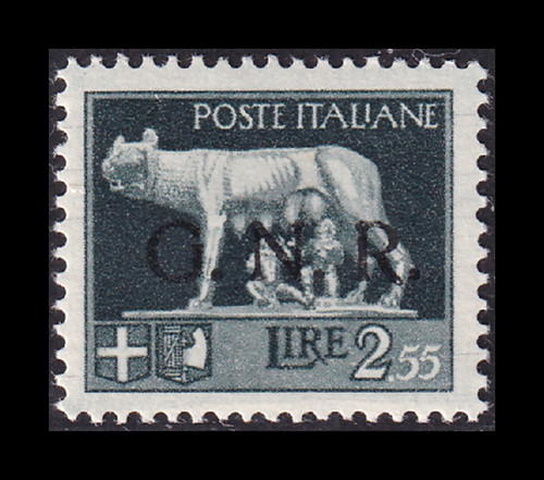 ITALY RSI 1944 - L. 2.55 GNR VERONA COLOR ERROR MNH - CERTIFIED € 1,300