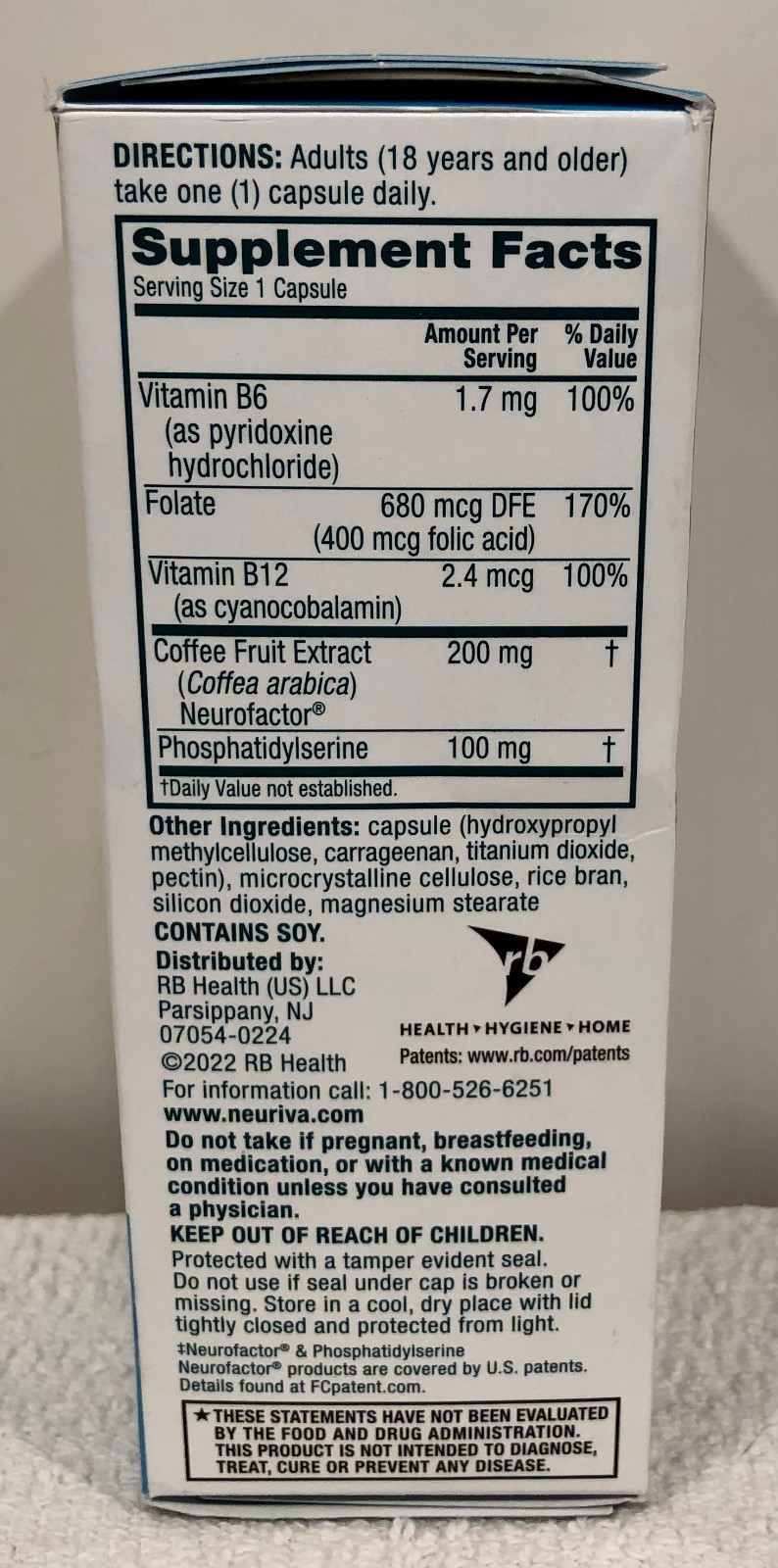 Neuriva Plus Brain Health Supplement Nootropics Vitamins B6 B12 Memory Learning