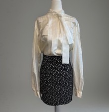 J Galt Brandy Melville Black Floral Mini Skirt Womens XS Small High Waist A Line