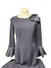 Rickie Freeman Teri John Size 4 Navy Long Sleeve Gown with Flared Cuffs 