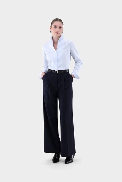 Women Van Laack Trousers Navy Wool 40