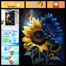 5D Diamond Painting Kit - Blue Sunflower Full Drill DIY Art for Adults, 12x16