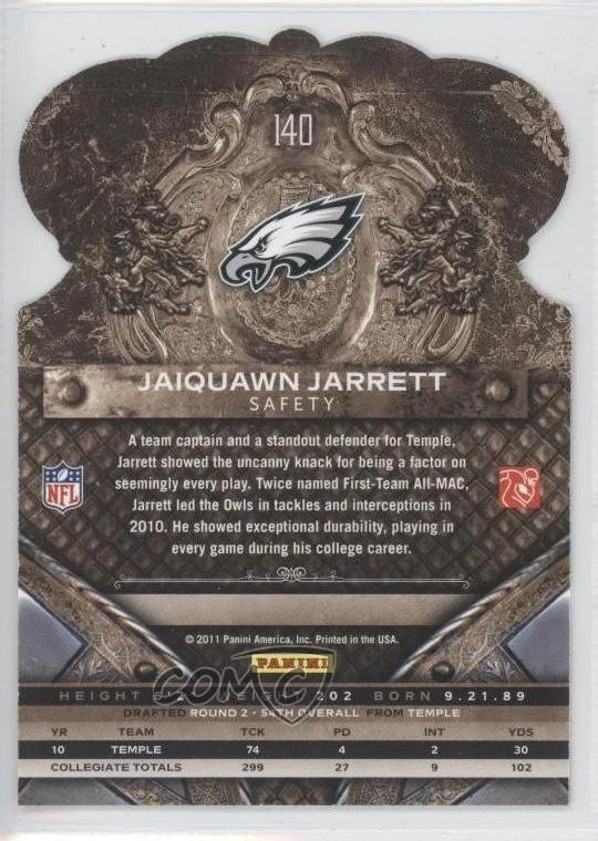 2011 Panini Crown Royale Rookie Jaiquawn Jarrett #140 Rookie RC - Image 2 of 2