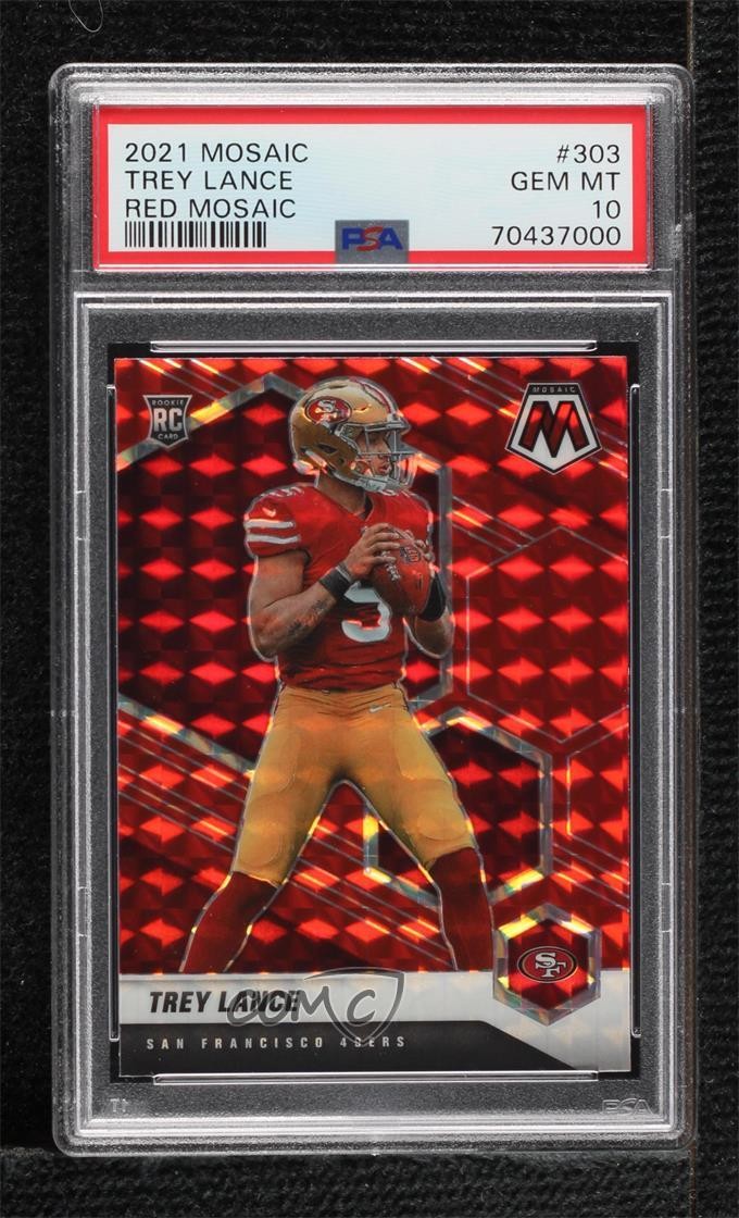 2021 Panini Mosaic Rookies Red Mosaic Prizm Trey Lance #303 PSA 10 GEM MT 00ma
