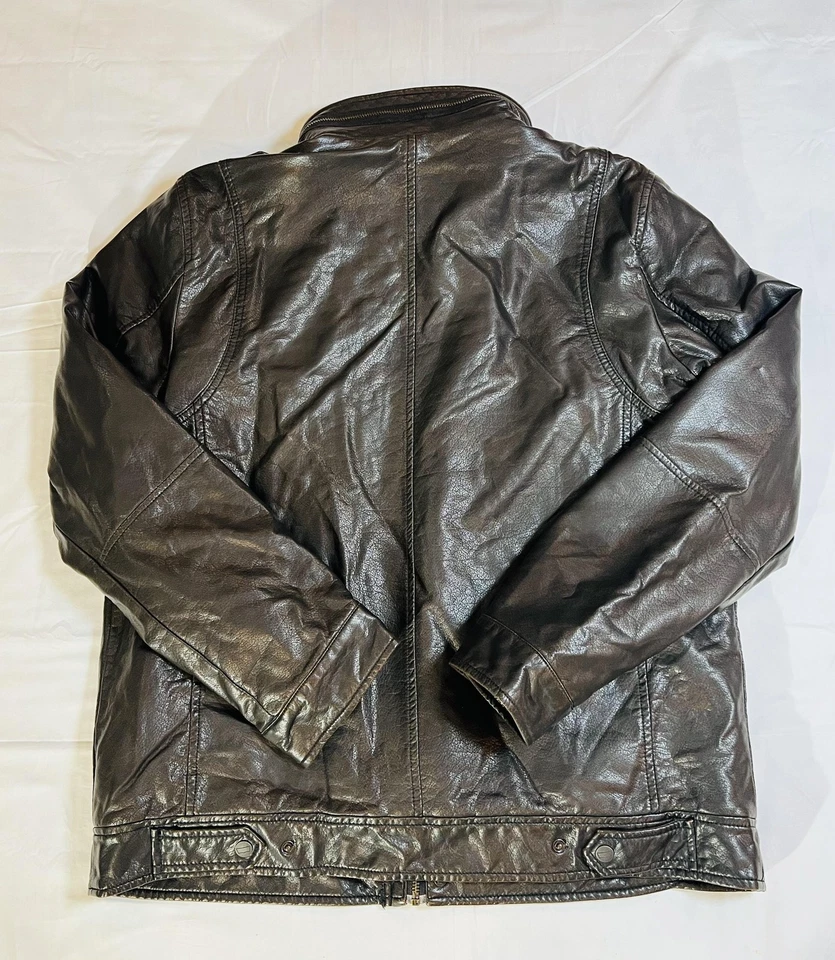 Levis Jacket Mens Large Faux Leather Sherpa Collar Lined Pockets Classic - Image 2 of 4