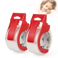 2 Rolls Clear Noiseless Heavy Duty Packing Tape with red Dispenser, Packaging...