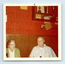 Old Vintage Square Color Photo OLDER MAN WOMAN COUPLE BUTCH SALLY HUSS 1974