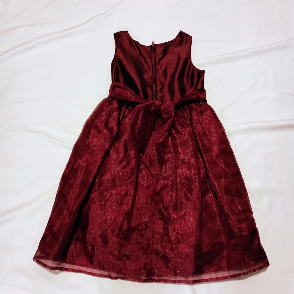  Vestido Formal Cherokee Fiesta de Vacaciones Niñas 6 Granate Borgoña Navidad Acción de Gracias  Foto 2 de 4