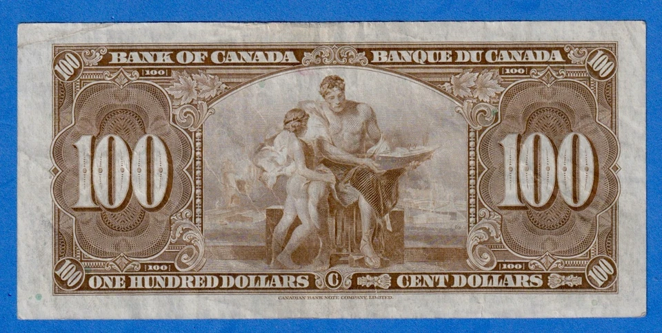 Canada $100 1937 BC-27b / P-64b Circulated  Note B/J 2901684  Sir John MacDonald - Image 2 of 4
