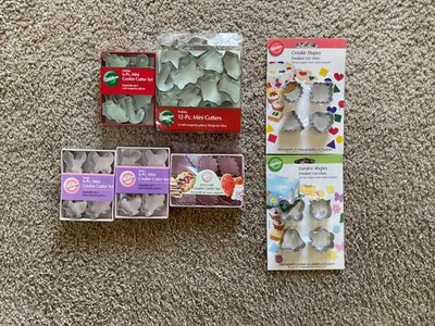 Wilton Five Boxes Mini Cookie Cutters & 2 Packs Fondant Cut Outs NIB Free Ship