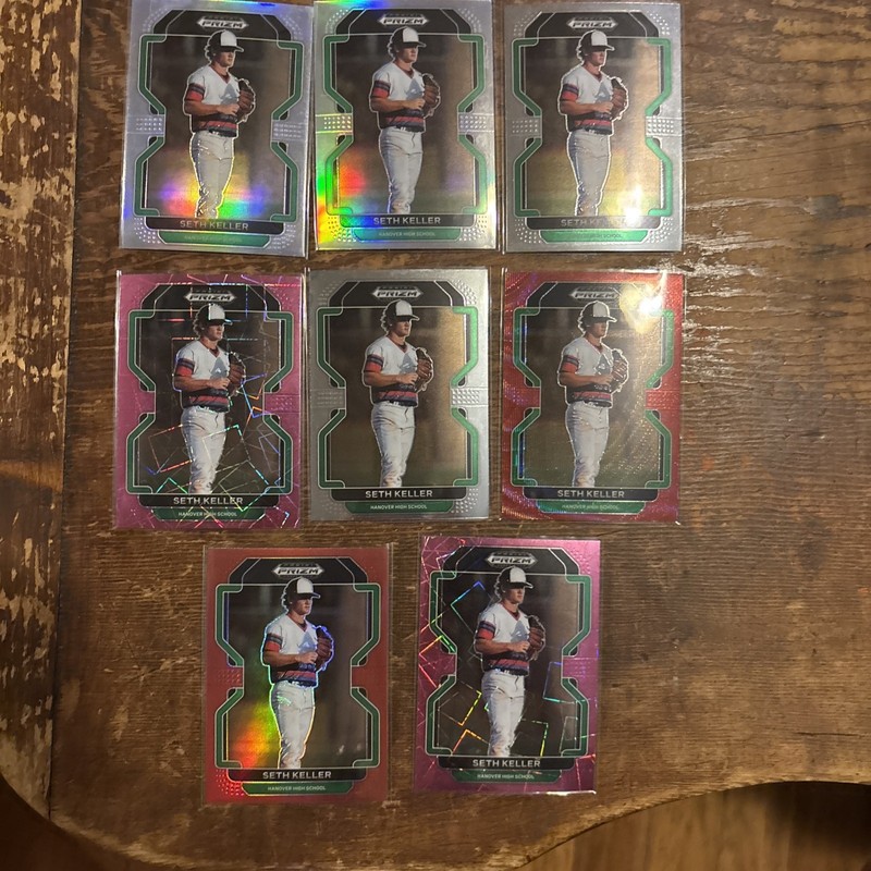 8 card Seth Keller Prizm lot with refractors Color Atlanta Braves/ Hanover High