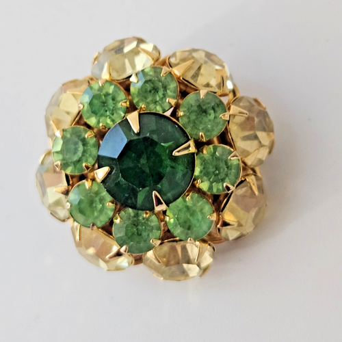 Pendientes vintage Judy Lee estrás verde y amarillo clip en excelente estado - Imagen 6 de 15