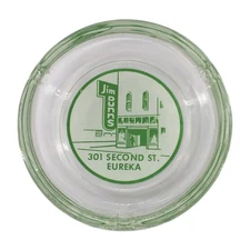 Vintage Clear Glass Marketing Ashtray Jim Dunns Eureka California CA