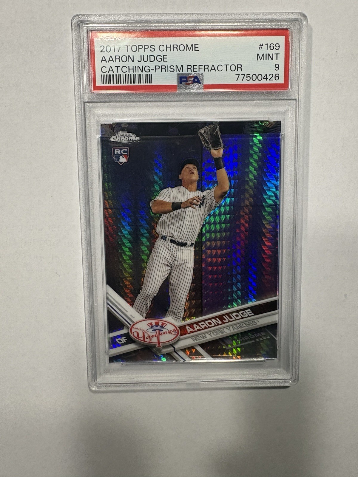 2017 Topps Chrome Aaron Judge RC Prism Refractor Rookie #169 Yankees PSA 10