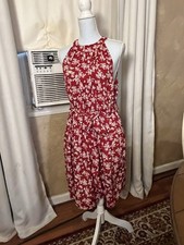 Women's By SHEIN,Red Floral Sleeveless Dress,Size 2xl,Knee Length, LightWeight