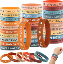 30 Pcs Motivational Quote Silicone Bracelets Bulk Kids Inspirational Rubber Wris