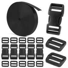 3/4" Buckles and Straps Set: 6 Yards of Thick Nylon Webbing, 6-Pack Quick Sid...