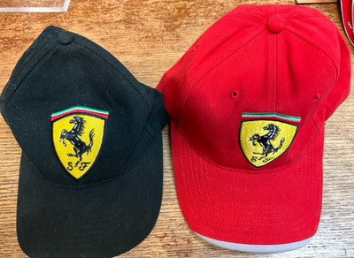 2 Ferrari Hat Cap Black&Red Italian Flag Logo Adjustable Strapback One Vintage