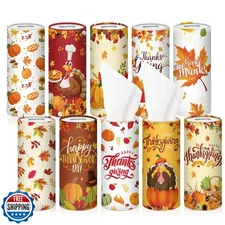 Hushee 10 Pcs Thanksgiving Car Tissues Cylinder Holder Boxes with
